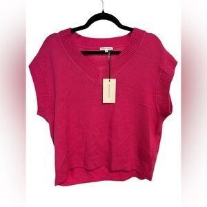 Mimosa‎ Pink V-Neck Cozy Oversized Sweater Vest- Size Small